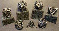 Fifteen4Two Ventures 7pc Steel Dice Set Dragon Hollow Metal Silver w/Tin Case